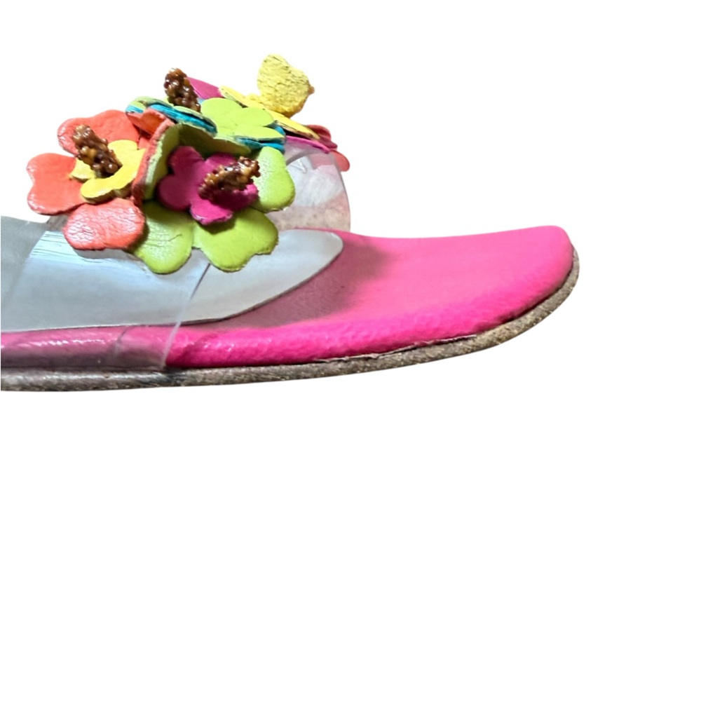 Stuart Weitzman Low Heel Tinkerbelle Pink Floral sandals in Size 7.5 - Picture 9 of 15